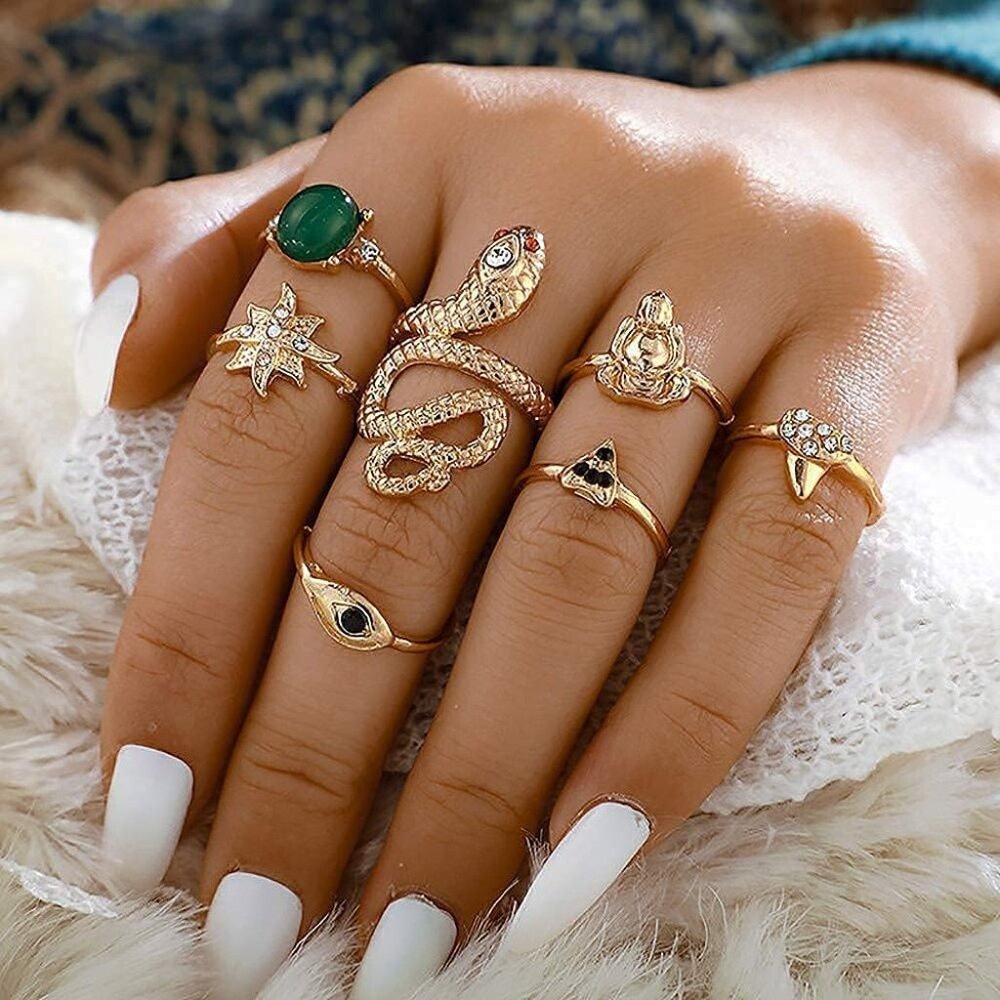Gold Boho Ring Sets Stackable Knuckle Ring Vintag… - image 5